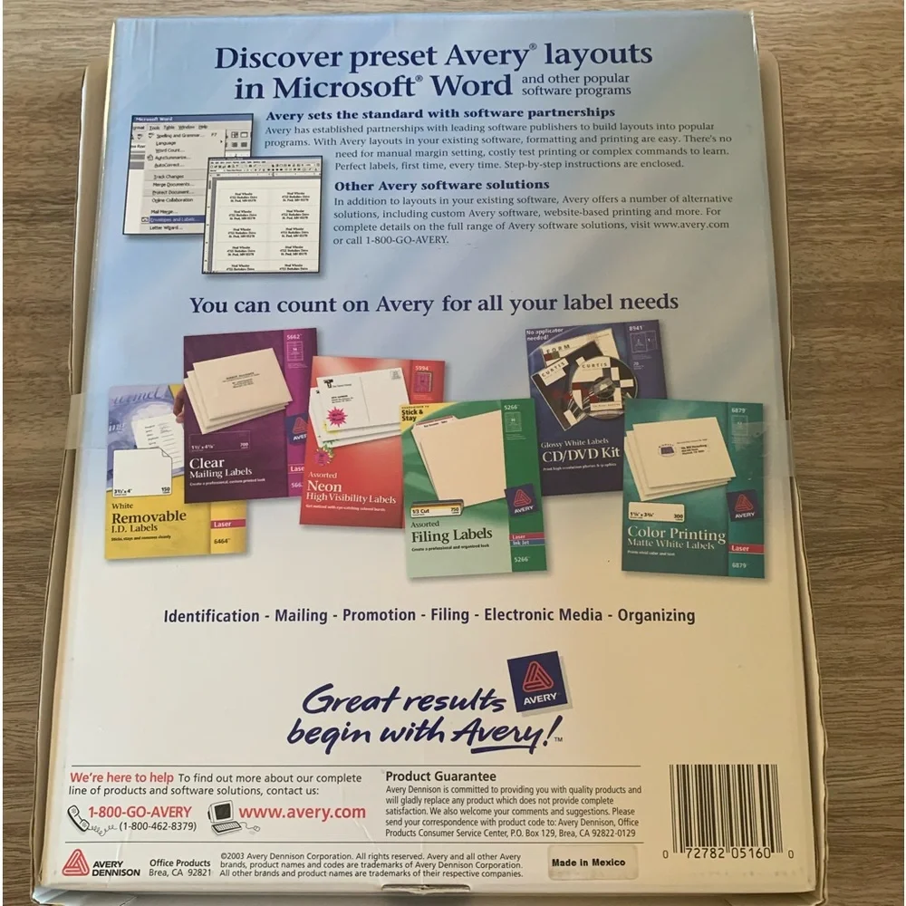 NWT Avery 5160 Laser White Mailing Labels 1” X 2 5/8” 3000 Labels